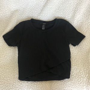 Forever 21 black cross front crop top